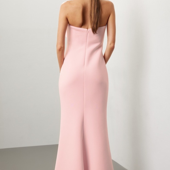 Badgley Mischka Rosette Scuba Strapless Gown, 8 - Picture 3 of 16